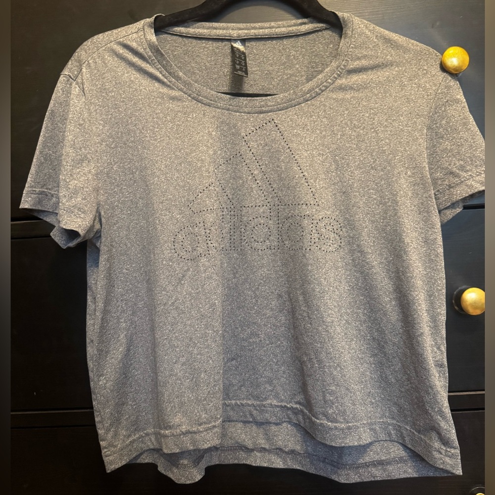 Adidas Heather Gray Cropped T-Shirt